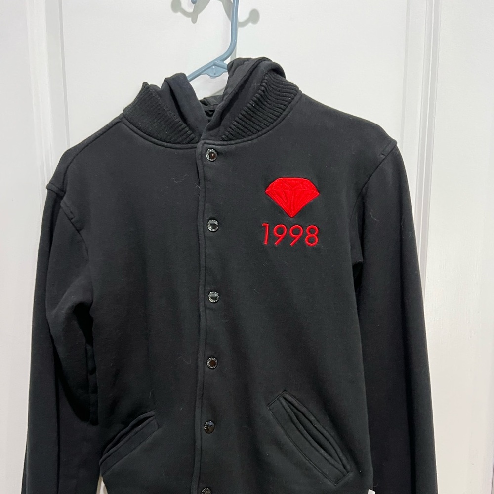 Diamond Supply Co Black Bomber Jacket, Sz S